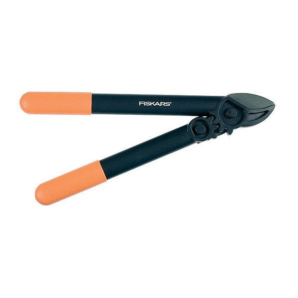 Fiskars Podadera con yunque para madera seca y dura, Sistema cremallera PowerGear II, Diámetro corte: 3,5 cm, Cuchillas acero templado antiadherente, Longitud: 39 cm, Negro/Naranja, L31, 1000581
