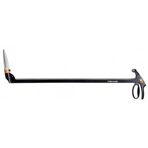 Fiskars Tijeras para hierba de largo alcance Servo-System, Longitud: 100 cm, Cuchillas de acero/Mango de plástico, Negro/Naranja, GS46, 1000590