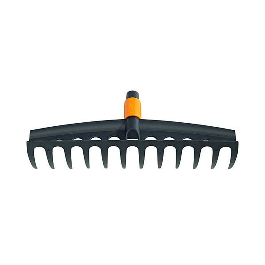 Fiskars Rastrillo universal de 12 dientes, Cabezal de herramienta QuikFit, Largo: 41 cm, Plástico reforzado con fibra de vidrio, Negro/Naranja, QuikFit, 1000643