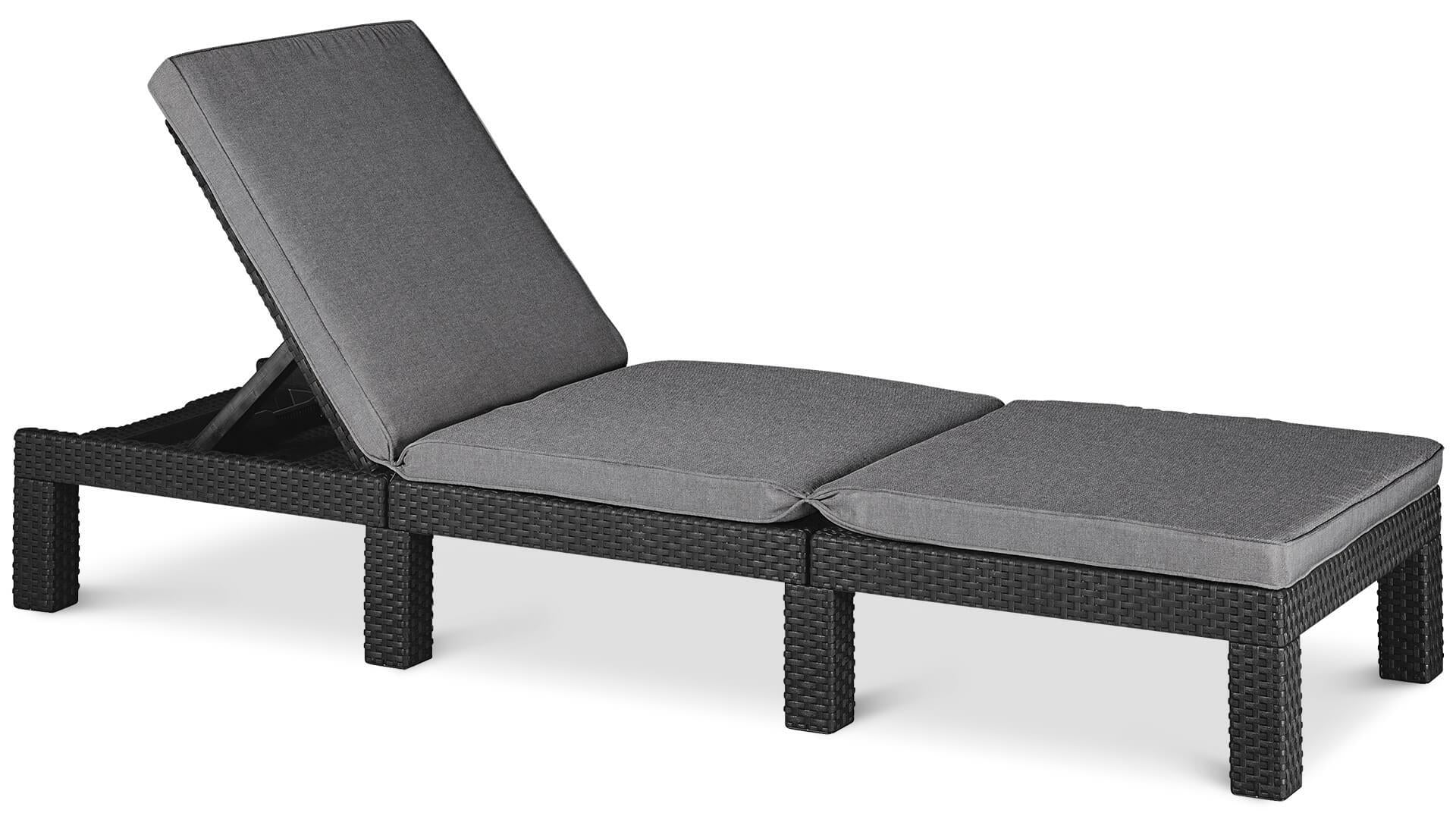 Keter Daytona Deluxe-Tumbona de Jardín, para Exterior terrazas, Patios, Jardines, con Respaldo reclinable en 4 Posiciones, Estructura Reforzada con cojín Incluido, Color Gris