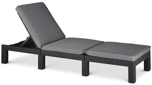 Keter Daytona Deluxe-Tumbona de Jardín, para Exterior terrazas, Patios, Jardines, con Respaldo reclinable en 4 Posiciones, Estructura Reforzada con cojín Incluido, Color Gris