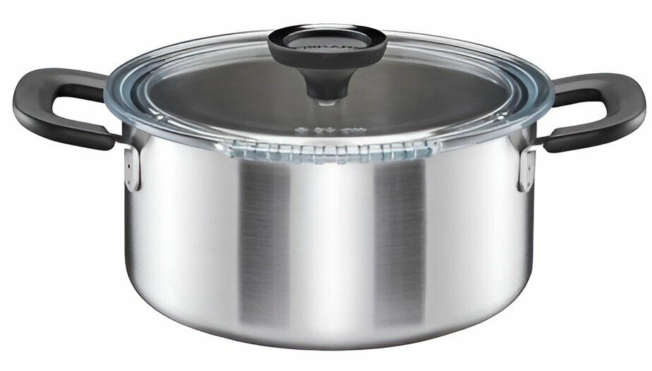 Fiskars Cacerola con Tapa, 3 litros, Ø 22,5 cm, Apta para Todas las Placas de Cocina, Acero Inoxidable Reciclado, Functional Form, 1072316
