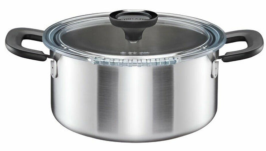 Fiskars Cacerola con Tapa, 3 litros, Ø 22,5 cm, Apta para Todas las Placas de Cocina, Acero Inoxidable Reciclado, Functional Form, 1072316