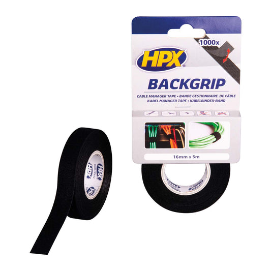 HPX BG1605 - Cinta tridimensional Backgrip negra (16mm x 5m)