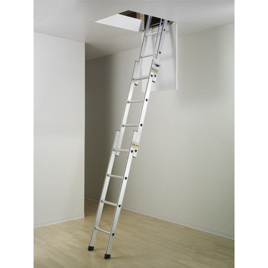 Hailo 9344-001 - Escalera escamoteable de aluminio HobbyStep 3x4