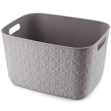 Curver - Cesta de almacenamiento Softex 19L, diseño elegante, ligero, apilable y práctico, 100% reciclado, 37 x 29 x 22 cm, color gris