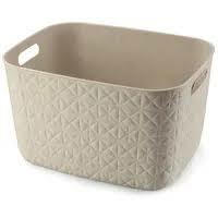 CURVER - Cesta de almacenamiento Softex 19L – Diseño elegante, ligero, apilable y práctico, 70% reciclado, tamaño espacioso, 37 x 29 x 22 cm, color gris