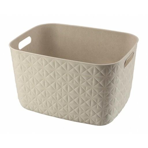 CURVER - Cesta de almacenamiento Softex 19L - Diseño elegante, ligero, apilable y práctico, 100% reciclado, 37 x 29 x 22 cm, color blanco roto