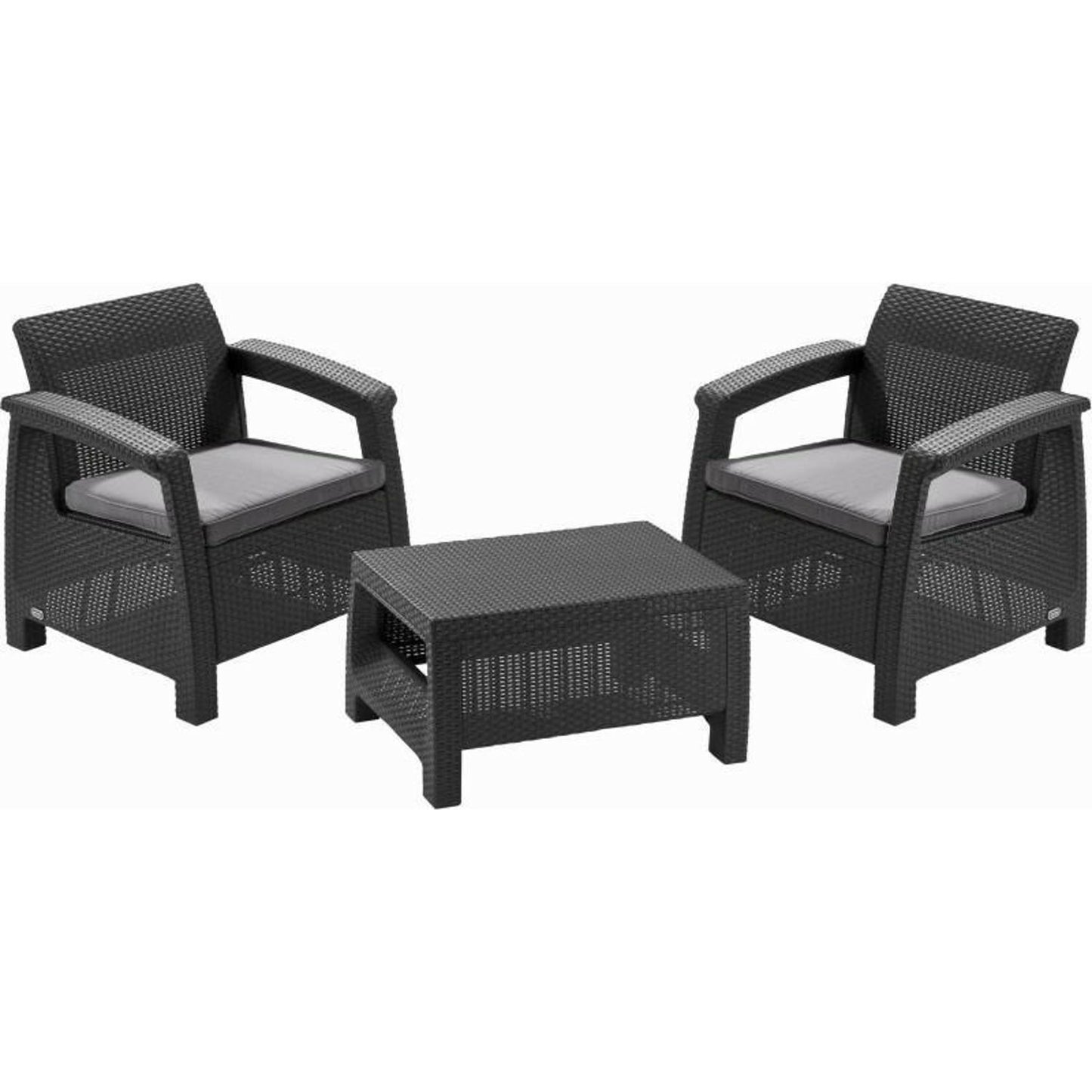 Keter Corfu Weekend - Conjunto de muebles de jardin 2+1, antracita/grafito