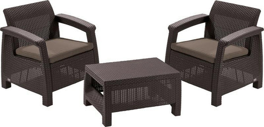 Allibert 227630 Corfu II Weekend Juego de Muebles de jardín Set, Colores Cappuccino/Arena, 75 x 70 x 79 cm