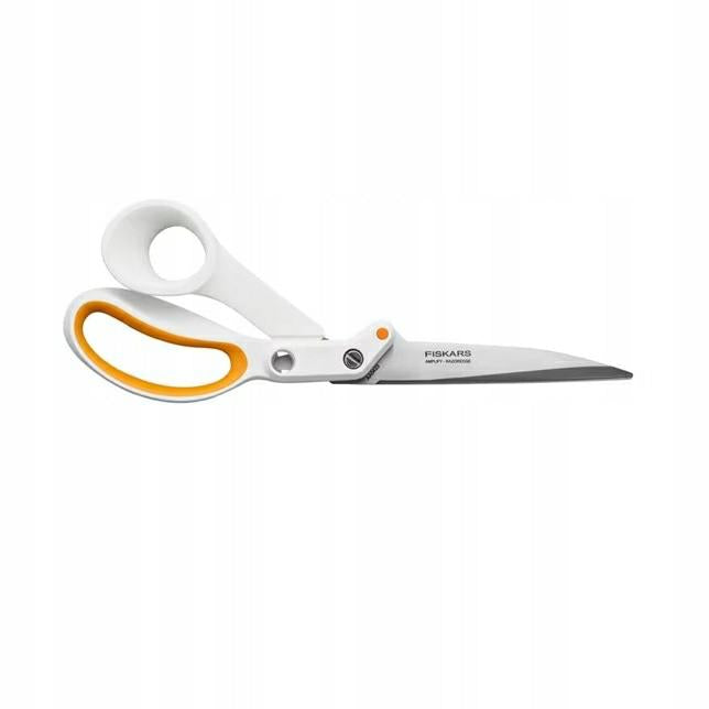 Fiskars Tijeras de sastre para diestros Amplify RazorEdge, Largo: 25 cm, Cuchilla de acero inoxidable/mangos de plástico, Blanco/naranja, 1070082