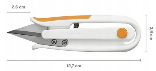Fiskars Tijeras cortahilos Softgrip, Tijeras para cortar hilos para diestros y zurdos, Largo: 12,7 cm, Hojas de acero inoxidable/mangos de plástico, color Blanco, 1070023