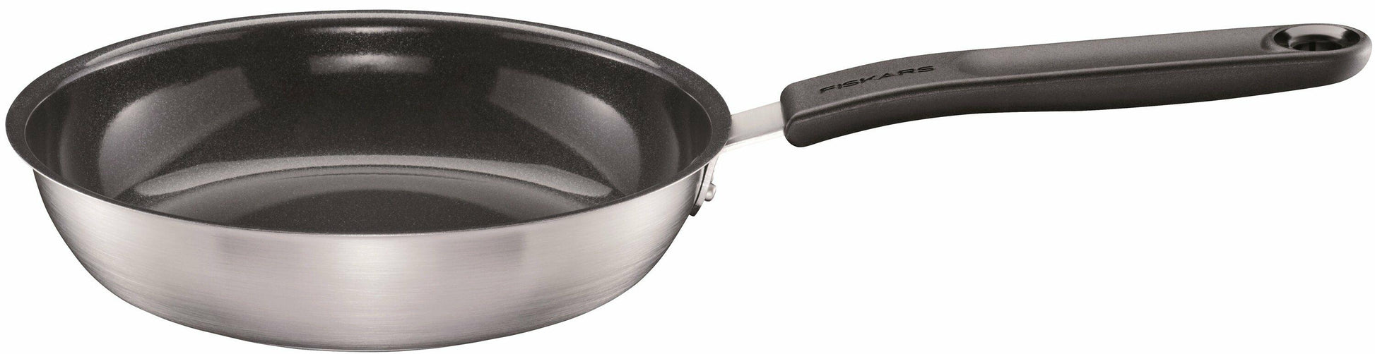 Fiskars Sartén, Ø 20 cm, Con Recubrimiento, Apta para Todas las Placas de Cocina, Acero Inoxidable Reciclado, Functional Form, Plateado/Negro, 1072249