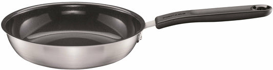 Fiskars Sartén, Ø 20 cm, Con Recubrimiento, Apta para Todas las Placas de Cocina, Acero Inoxidable Reciclado, Functional Form, Plateado/Negro, 1072249