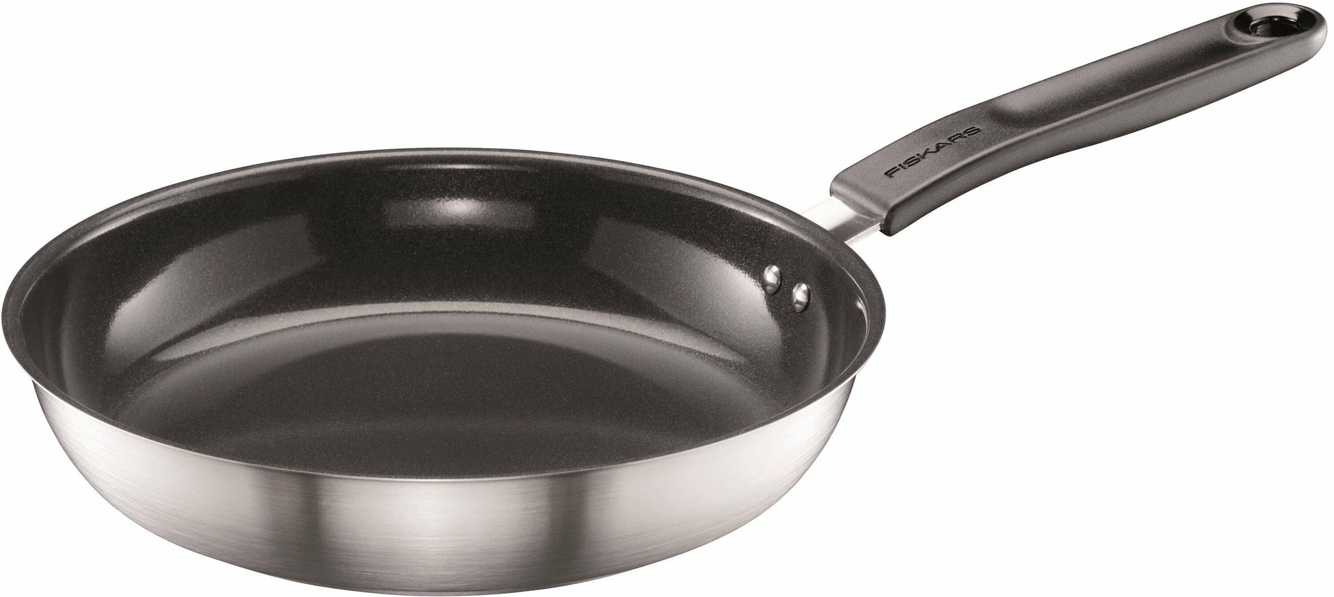 Fiskars Sartén, Ø 24 cm, Con Recubrimiento, Apta para Todas las Placas de Cocina, Acero Inoxidable Reciclado, Functional Form, Plateado/Negro, 1072310