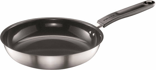 Fiskars Sartén, Ø 24 cm, Con Recubrimiento, Apta para Todas las Placas de Cocina, Acero Inoxidable Reciclado, Functional Form, Plateado/Negro, 1072310