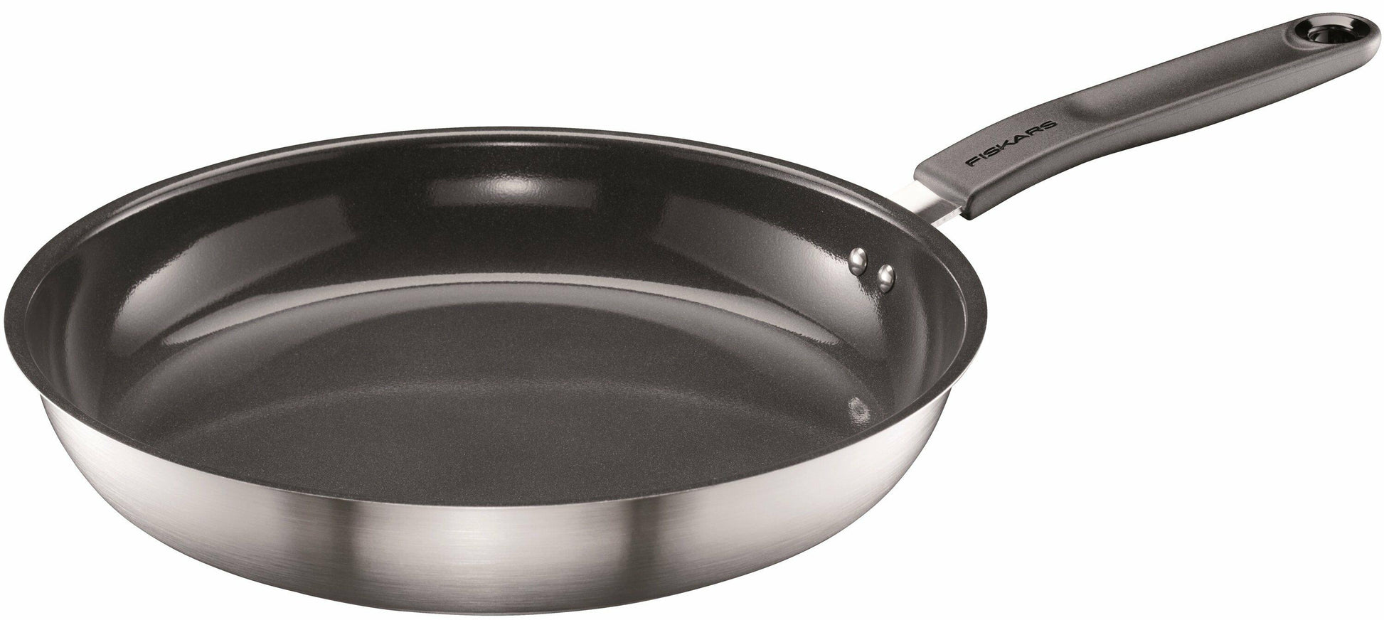 Fiskars Sartén, Ø 28 cm, Con Recubrimiento, Apta para Todas las Placas de Cocina, Acero Inoxidable Reciclado, Functional Form, Plateado/Negro, 1072312