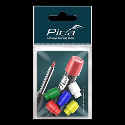 Pica 55801 - Juego de 5 capuchones para Pica Dry (rojo, azul, verde, amarillo, y blanco)