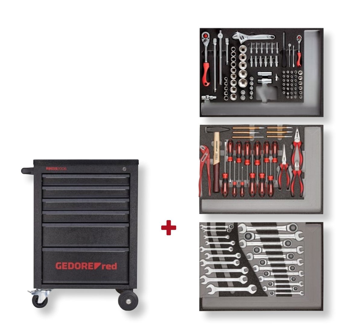 GEDORE red R21560005 - MECHANIC workshop trolley with assortment of 129 tools (3300031)