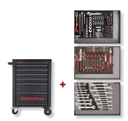 GEDORE red R21560005 - MECHANIC workshop trolley with assortment of 129 tools (3300031)