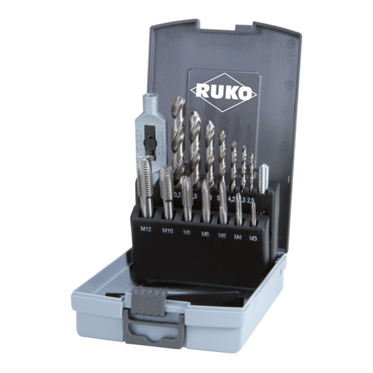 Ruko 245004RO - Juego de 15 machos de roscar en estuche de plástico