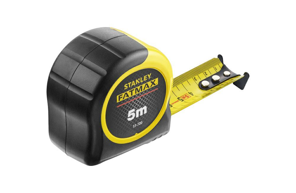 STANLEY FATMAX Flexómetro de 5m con Revestimiento Blade Armor Classic, Cinta Métrica, Gruesa y Duradera, Gancho de 3 Remaches, Caja Antideslizante, Clip al Cinturón - 0-33-720