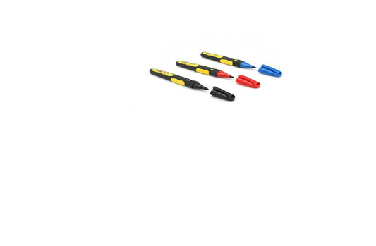 Stanley 0-47-322 - Marcador FatMax punta fina – Blister 3 uds (negro, rojo, azul)