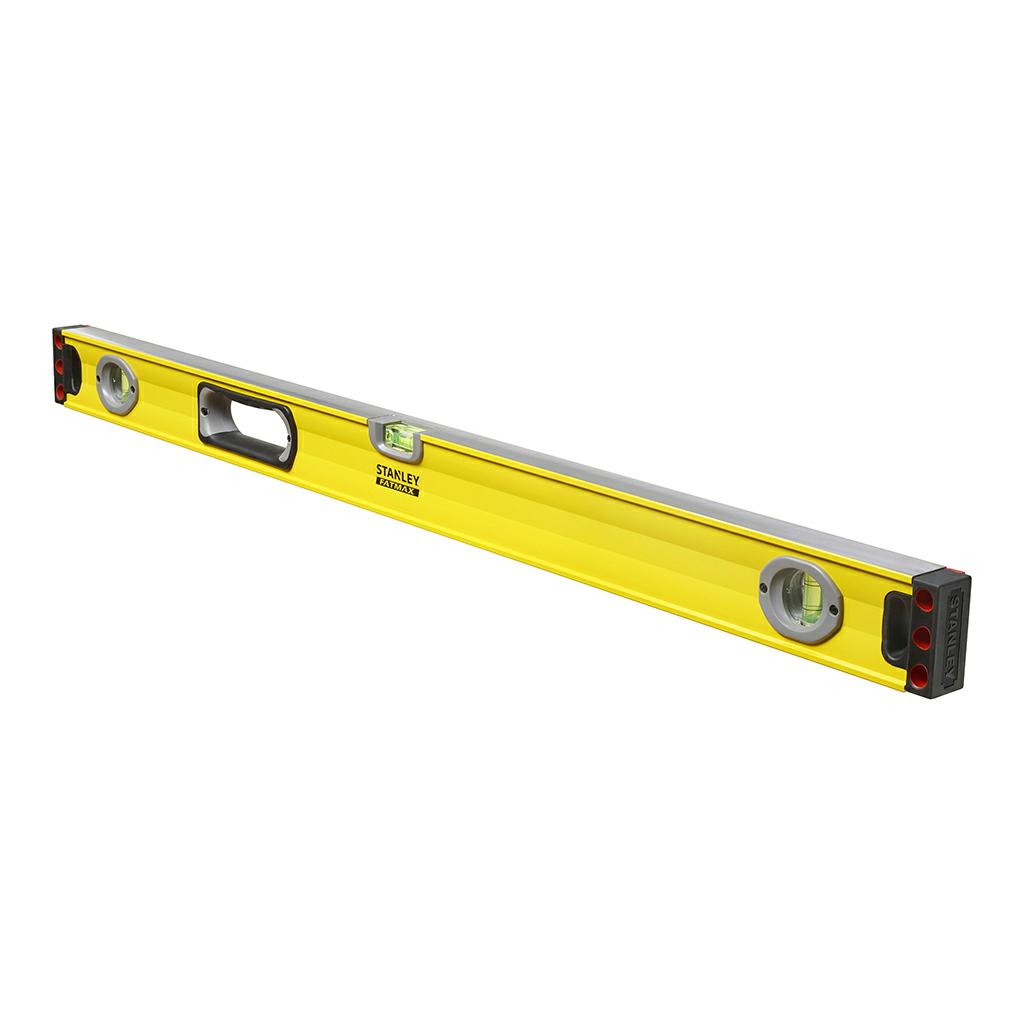 STANLEY Nivel FatMax II 90 cm, cuerpo de aluminio reforzado, 3 burbujas de visibilidad, precisión +/- 0.5mm/m, bases mecanizadas, extremos de caucho, empuñaduras fijas, 1-43-536