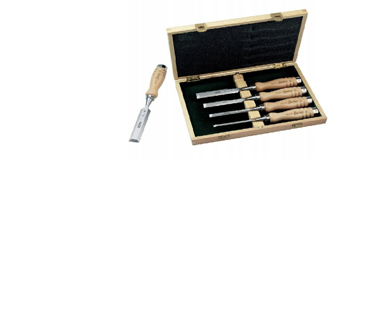 STANLEY Juego de 5 cinceles Bailey con mango de madera, anchos de 6, 10, 15, 20 y 25 mm, longitud de 125 a 160 mm, incluye estuche de madera para almacenamiento, 2-16-217