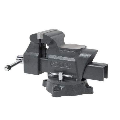STANLEY Tornillo de Banco de Carga Pesada Maxsteel 150mm, Estructura de Hierro Fundido, Tornillo con Husillo, Base con Agujeros y Perno de Bloqueo, Resistente a la Corrosión, 1-83-068