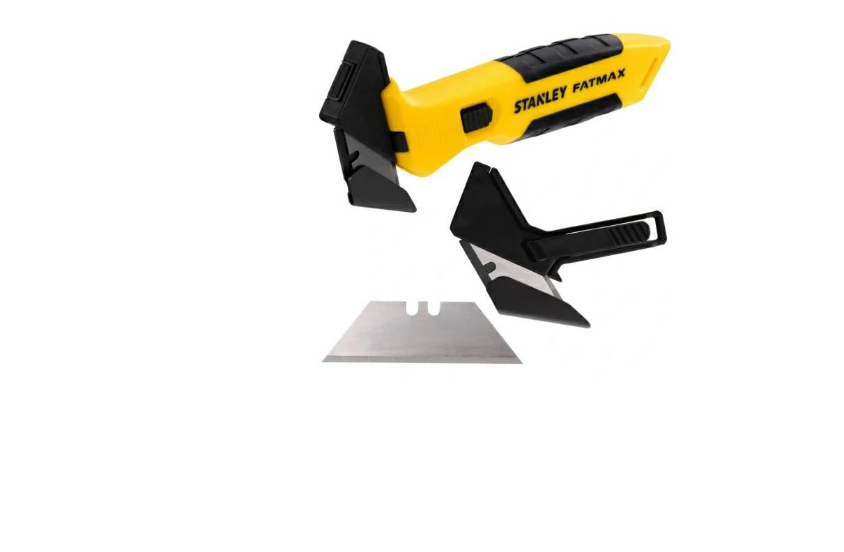 Stanley FatMax FMHT10373-0 - Cortador de papel de aluminio (hoja intercambiable, mango de goma, separador de cinta de metal, con ojal de sujeción, 1 unidad)