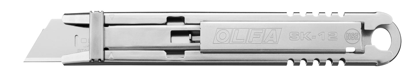 Olfa Cúter de seguridad de acero inoxidable con retracción de cuchilla semi automática SK-12