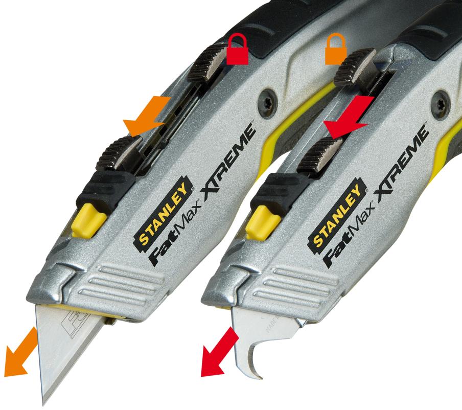 STANLEY FATMAX Cuchillo Retráctil Fatmax 2 en 1, Seguridad, Cambio Instantáneo, Incluye 4 Hojas, Compatible Estándar, Diseño Ergonómico, 0-10-789-1