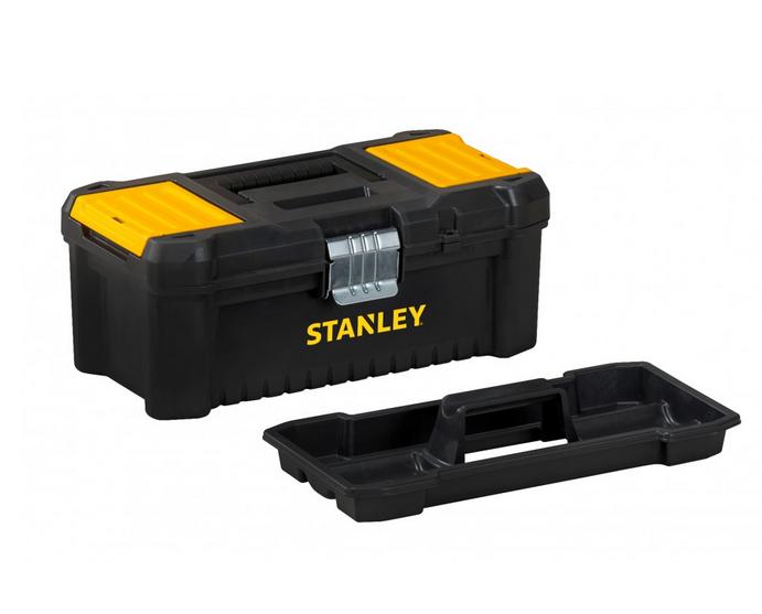 STANLEY Essential Tool Box (16in), solución de almacenamiento duradera con bandeja extraíble y organizadores, Cierres metálicos, para el almacenamiento de piezas y herramientas, STST1-75518