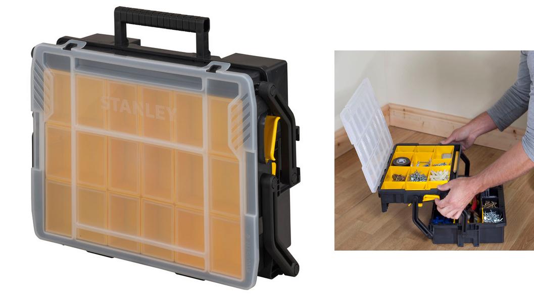 STANLEY Organizador Multinivel SortMaster, 2 Niveles para Herramientas y Accesorios, Compartimentos Personalizables, Tapa Transparente, Conectable con SortMaster Junior, STST1-75540