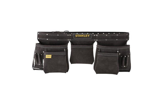 STANLEY Delantal Portaherramientas de doble cinturón, Múltiples bolsillos, Piel de primera calidad, Refuerzo de remaches, Doble costura, Dimensiones: 145 x 9 x 26 cm, STST1-80113