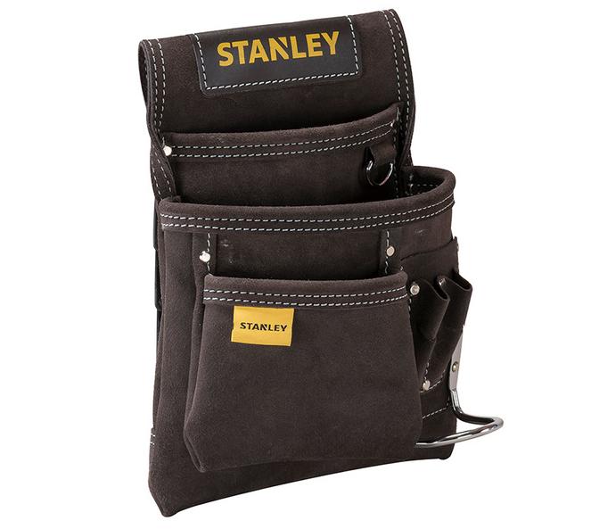 Stanley Bolsa para Clavos con Soporte para Martillo, Piel de búfalo Flexible y Duradera, múltiples Bolsillos de fácil Acceso, Reforzada con Remaches, Cosido Doble, STST1-80114