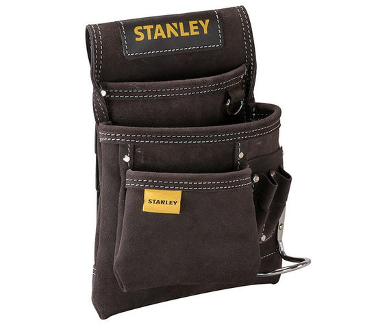 Stanley Bolsa para Clavos con Soporte para Martillo, Piel de búfalo Flexible y Duradera, múltiples Bolsillos de fácil Acceso, Reforzada con Remaches, Cosido Doble, STST1-80114