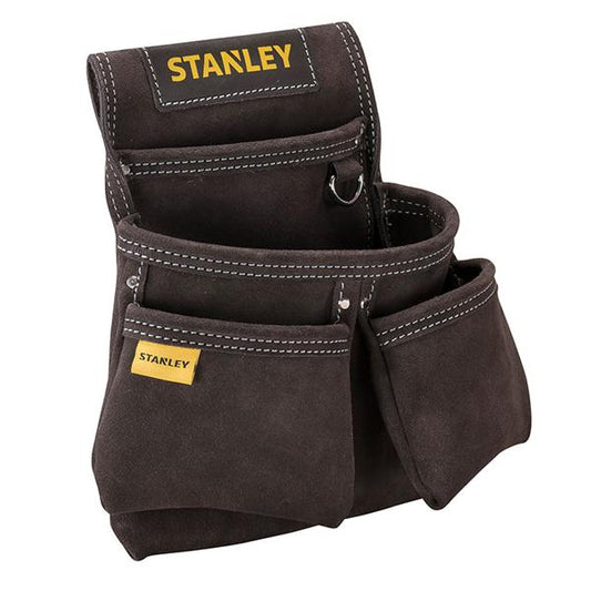 STANLEY Bolsa portaherramientas de cuero,4 bolsillos,Soporte especial para flexómetro,Doble costura,Abertura amplia para el cinturón- 30x 7x 33 cm, STST1-80116