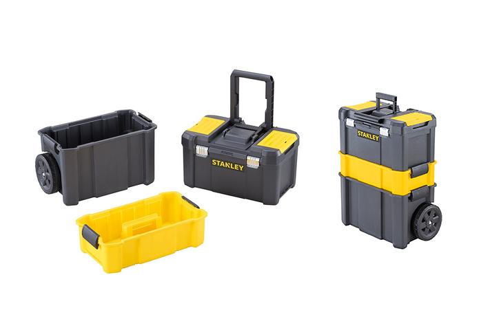 STANLEY Caja de Herramientas Rodante Esencial, Taller Móvil 3 en 1 con Unidades Apilables, Solución Portátil para Herramientas, STST1-80151.