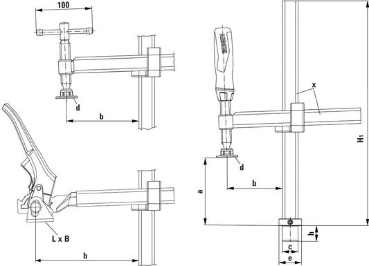 Bessey TWV2830172K - Variable reach clamp for welding benches and tables TWV28-30-17-2K