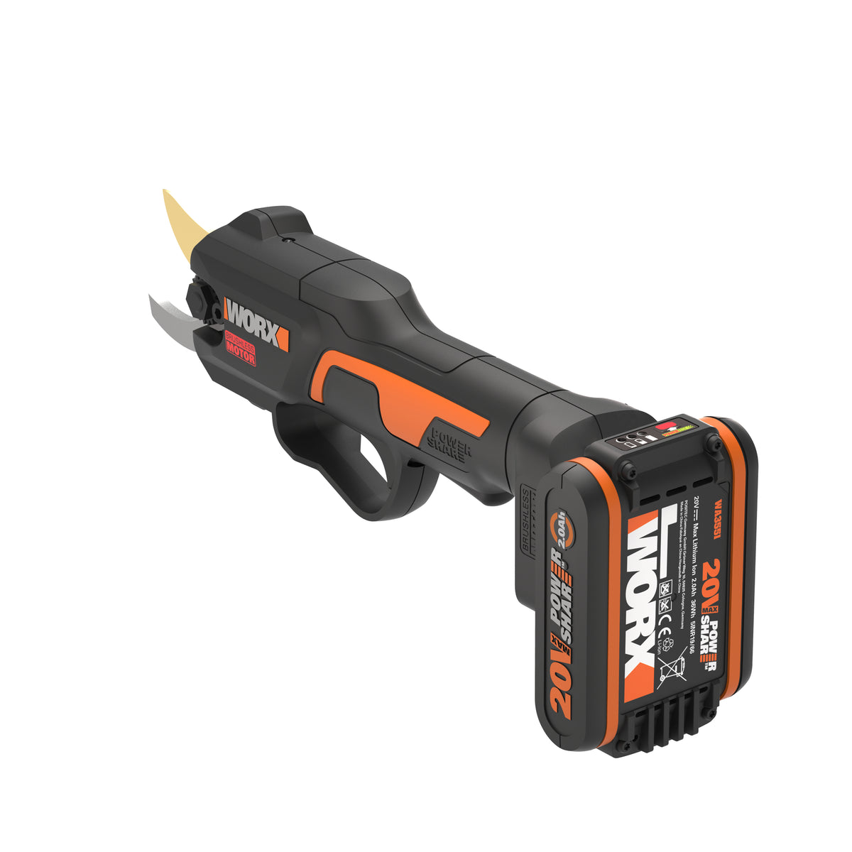 Worx WG330E - Tijeras de podar 22cm BL NITRO 20V (1bat 2,0Ah)