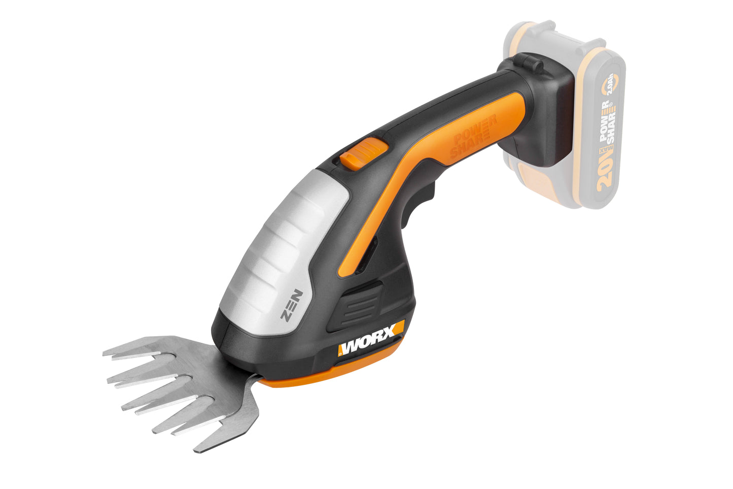 Worx WG801E.91 - Tijeras 4 en 1: Arreglasetos / Cortacésped /Cortasetos/Azadilla 20V (S/bat)