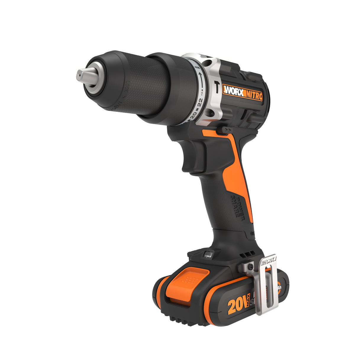 Worx WX352.1 - Taladro percutor BL NITRO 20V (2bat 4,0Ah) 60Nm