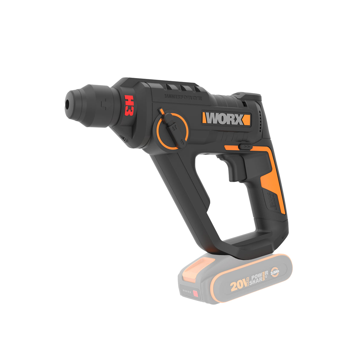 Worx WX391.9 - Martillo perforador H3 1,2J 20V (S/bat)