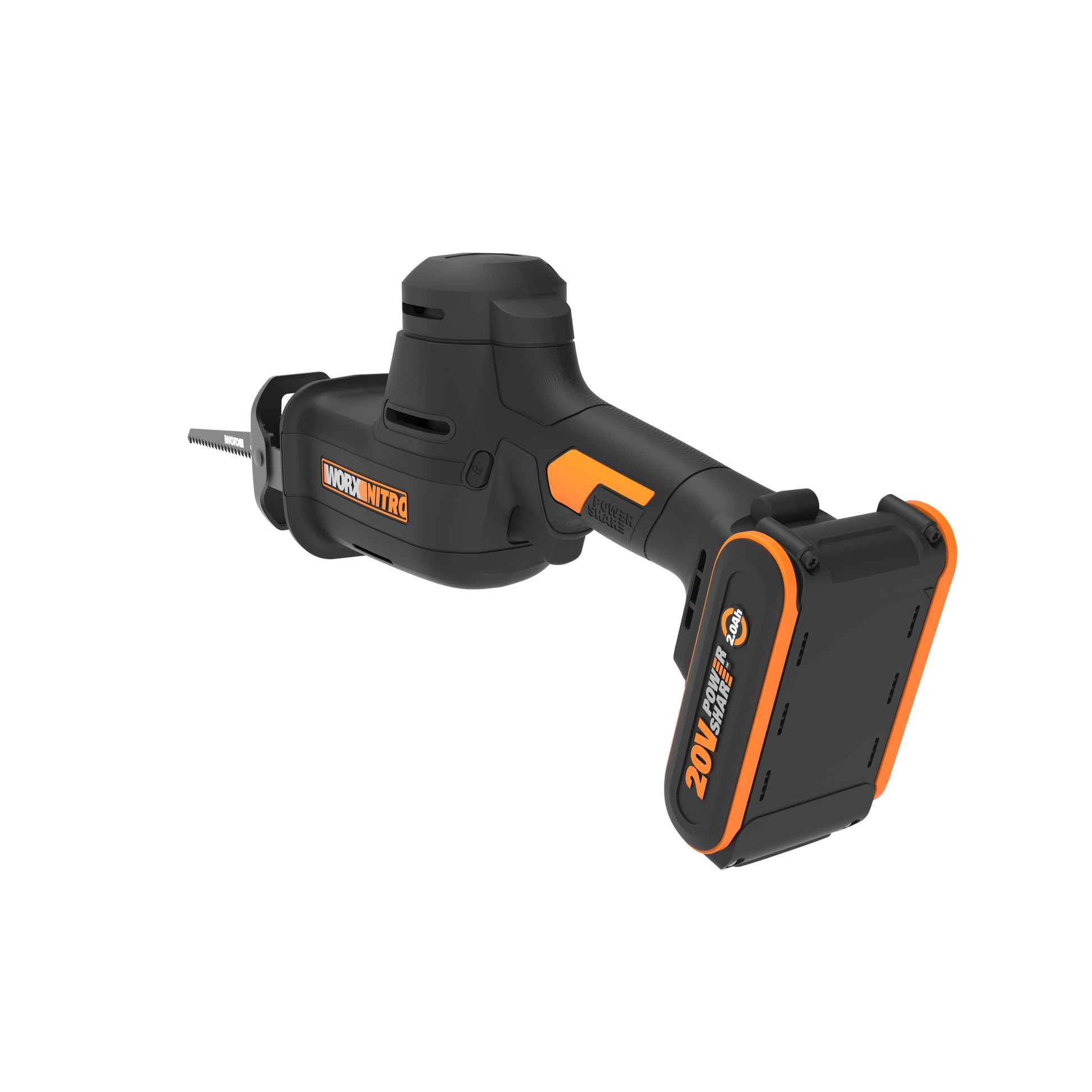 Worx WX501 - Sierra sable compacta brushless a batería, 20V, 26mm, 1*2.0Ah, cargador