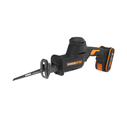 Worx WX501 - Sierra sable compacta brushless a batería, 20V, 26mm, 1*2.0Ah, cargador
