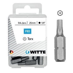 Witte Puntas Torx de seguridad de 25 mm en cajita de plástico