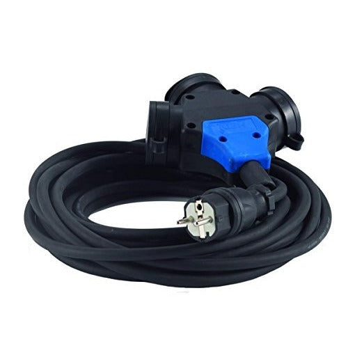 Hedi VK25-HK - Hedi extension 25 m. 3G1.5 neoprene rubber cable, black, IP44. With suspended head with 3 sockets