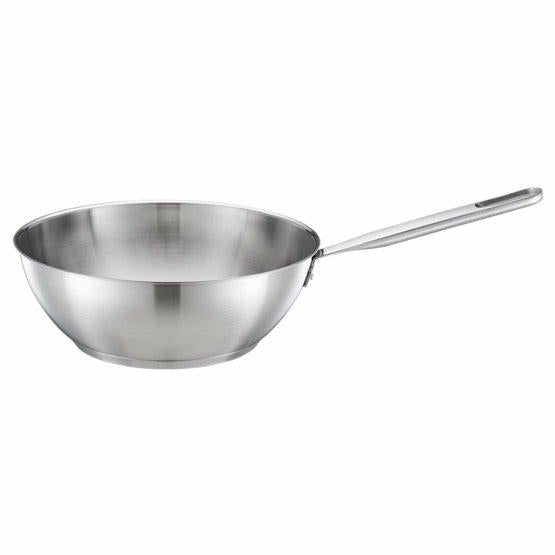 Fiskars Wok, Ø 28 cm / 4,5 l, All Steel pure, Sartén Sin Recubrimiento, Apta para Todas las Placas, Acero Inoxidable Reciclado, Plateado, 1065629